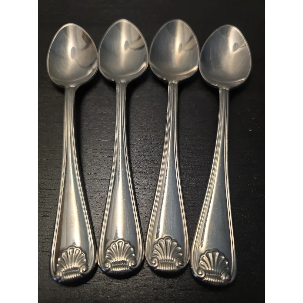 4 Gorham SHELL WELL USED Place/Soup Spoons 7
